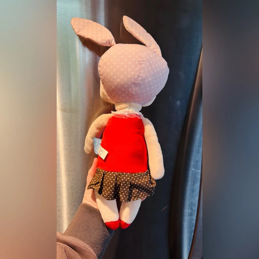Metoo Cute Bunny Plush Toy with Red Dress